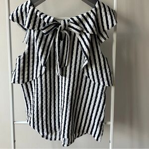 Navy Striped Off-Shoulder Blouse